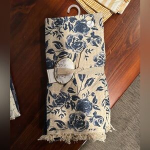 Floral Blue and Tan kitchen towels